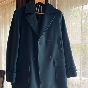 Wool coat in teal massimo dutti